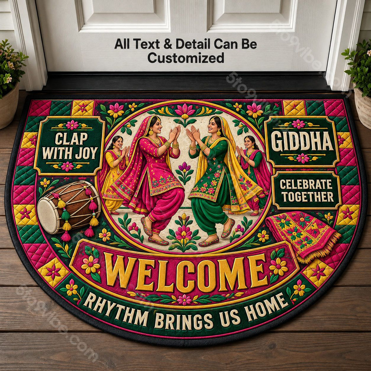 Giddha Personalized Half Round Mat | 5To9Vibe