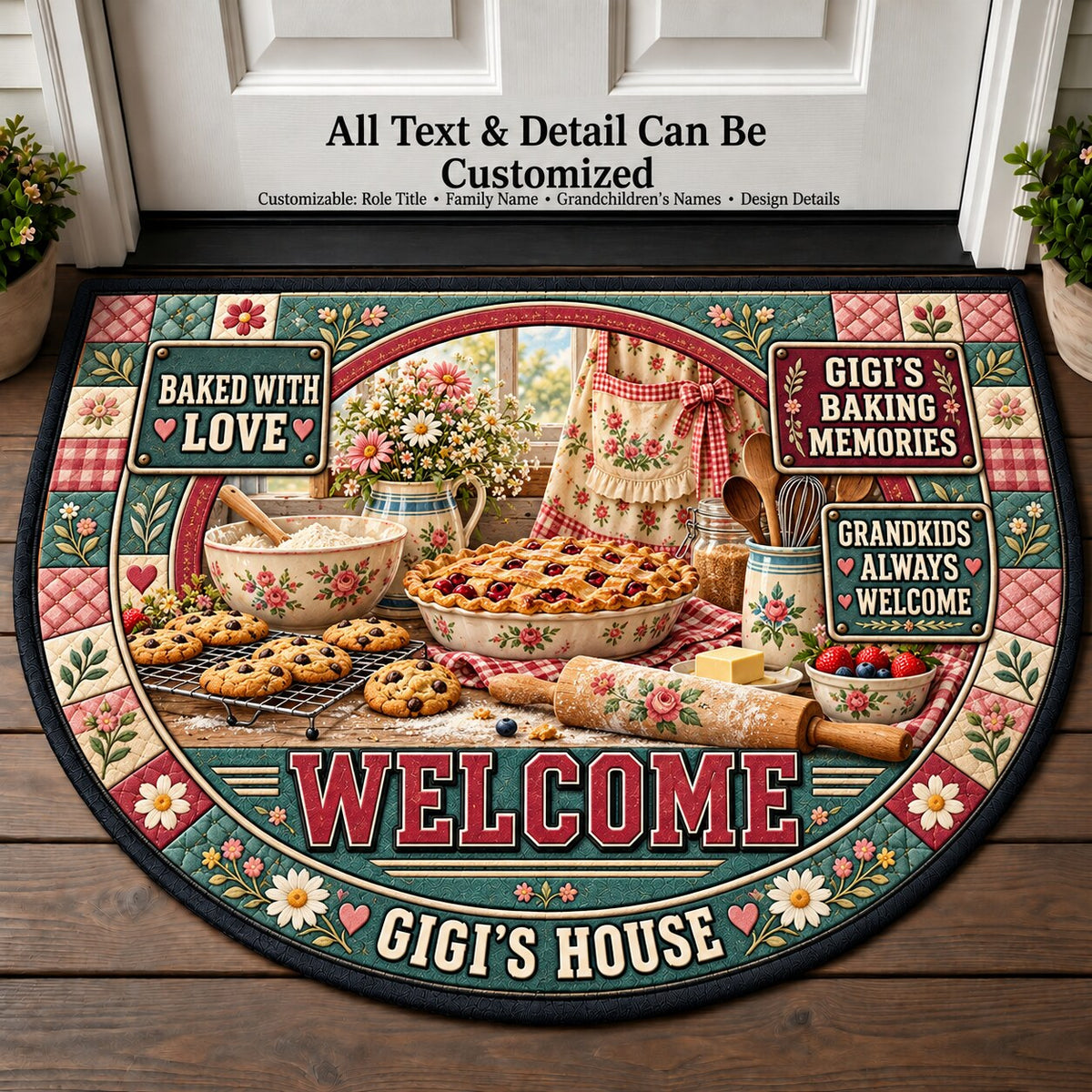 Gigi's Baking Memories Personalized Half Round Mat | 5To9Vibe