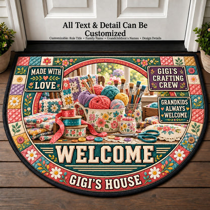 Gigi's Crafting Crew Personalized Half Round Mat | 5To9Vibe