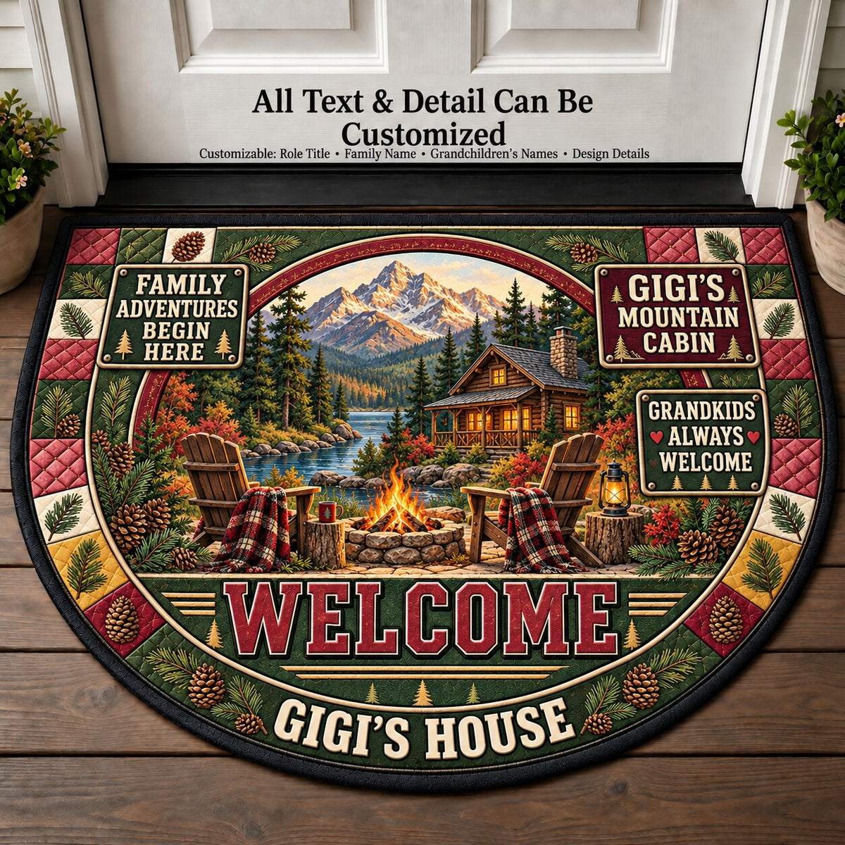 Gigi's Mountain Cabin Personalized Half Round Mat | 5To9Vibe