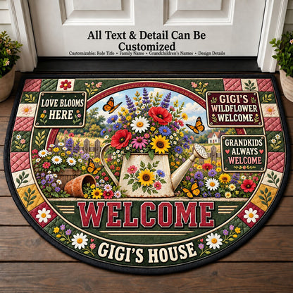 Gigi's Wildflower Welcome Personalized Half Round Mat | 5To9Vibe