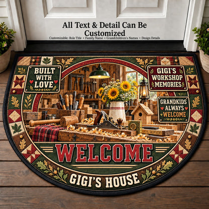 Gigi's Workshop Memories Personalized Half Round Mat | 5To9Vibe
