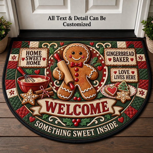 Gingerbread Baker Personalized Half Round Mat | 5To9Vibe