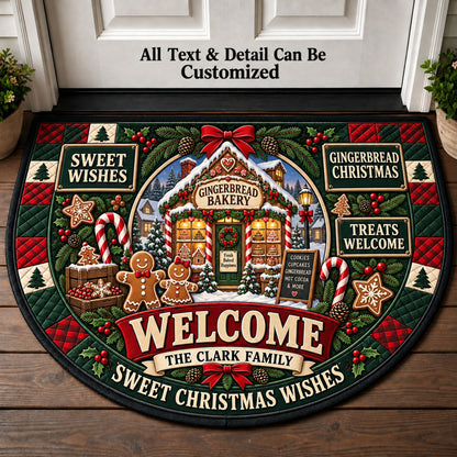 Gingerbread Bakery Personalized Half Round Mat | 5To9Vibe