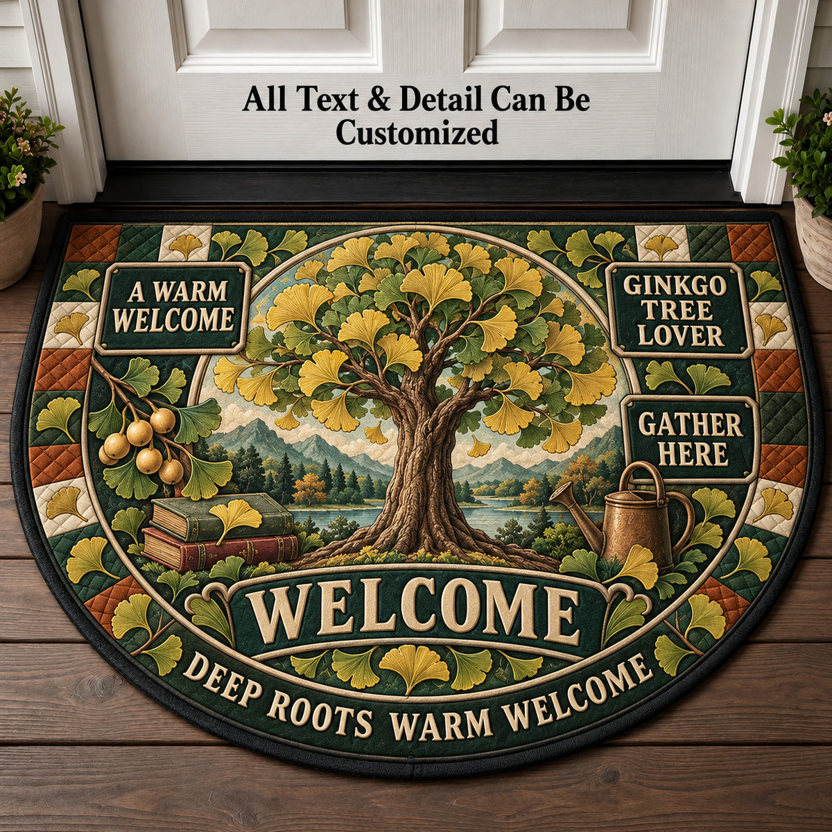 Ginkgo Tree Lover Personalized Half Round Mat | 5To9Vibe