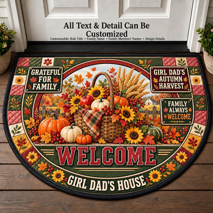 Girl Dad's Autumn Harvest Personalized Half Round Mat | 5To9Vibe