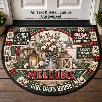 Girl Dad's Cozy Farmhouse Personalized Half Round Mat | 5To9Vibe