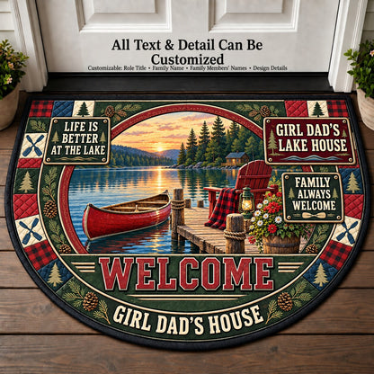 Girl Dad's Lake House Personalized Half Round Mat | 5To9Vibe