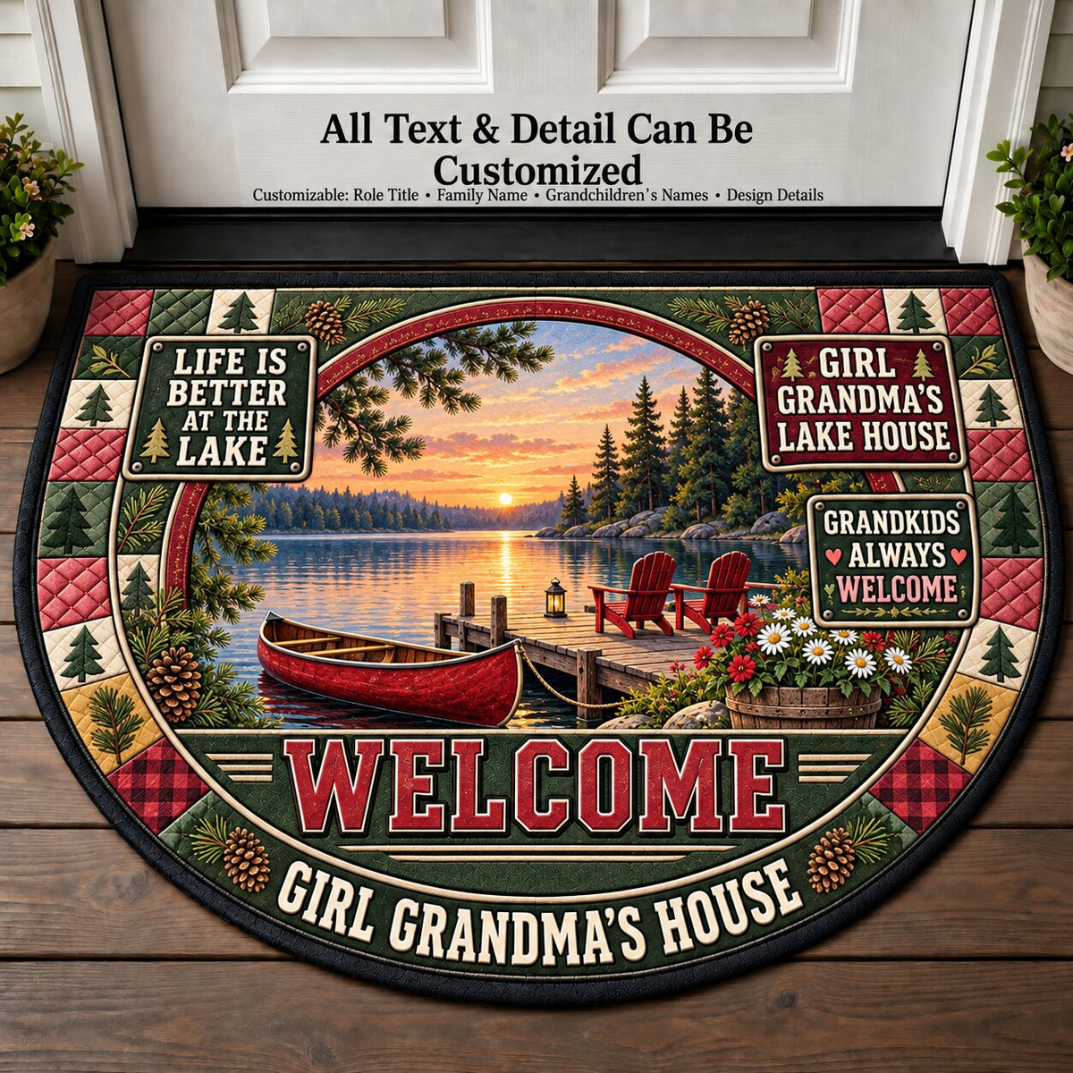 Girl Grandma's Lake House Personalized Half Round Mat | 5To9Vibe