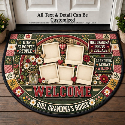 Girl Grandma's Photo Collage Personalized Half Round Mat | 5To9Vibe
