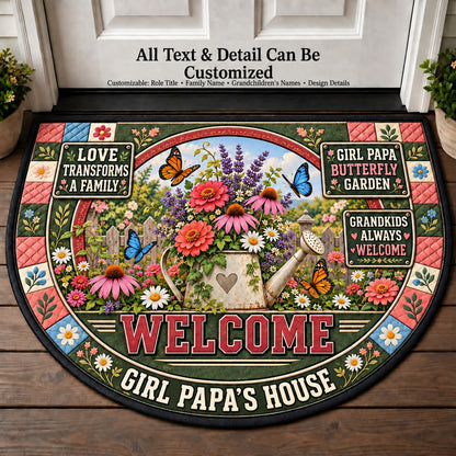 Girl Papa's Butterfly Garden Personalized Half Round Mat | 5To9Vibe