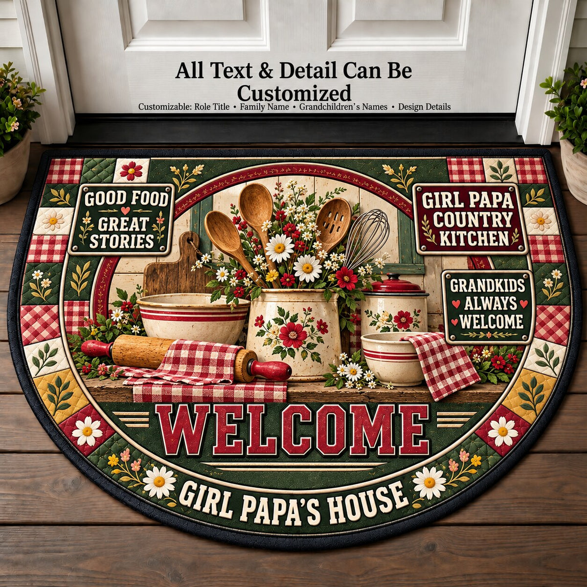 Girl Papa's Country Kitchen Personalized Half Round Mat | 5To9Vibe