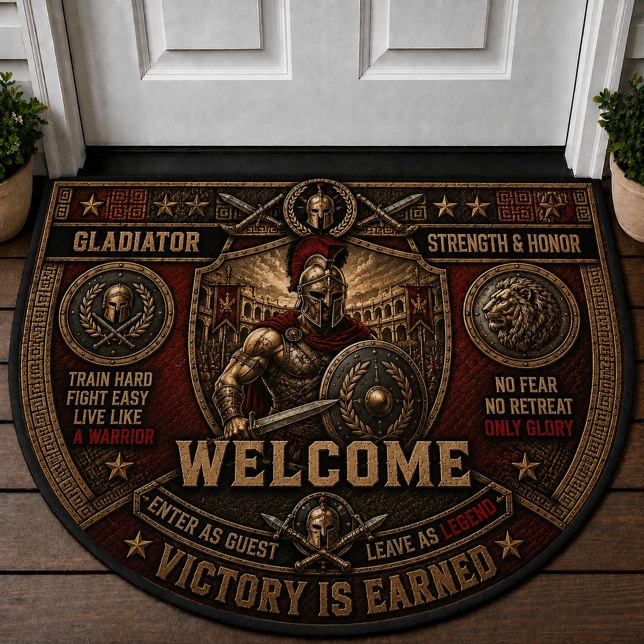 Legendary Warriors Viking Quilted Print Premium Welcome Mat – Personalized Doormat