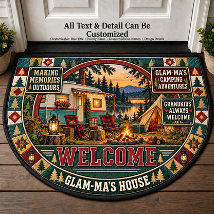 Glam-Ma's Camping Adventures Personalized Half Round Mat | 5To9Vibe