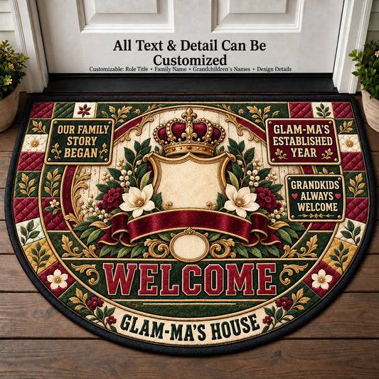 Glam-Ma's Established Year Personalized Half Round Mat | 5To9Vibe
