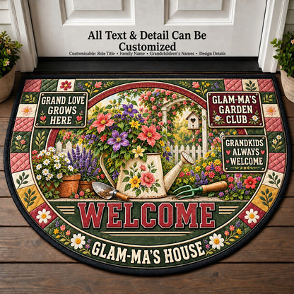 Glam-Ma's Garden Club Personalized Half Round Mat | 5To9Vibe
