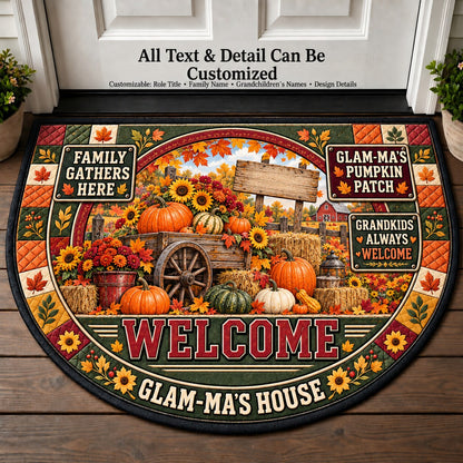 Glam-Ma's Pumpkin Patch Personalized Half Round Mat | 5To9Vibe