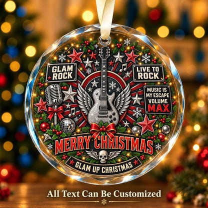 Glam Rock Personalized Glass Ornament | 5To9Vibe