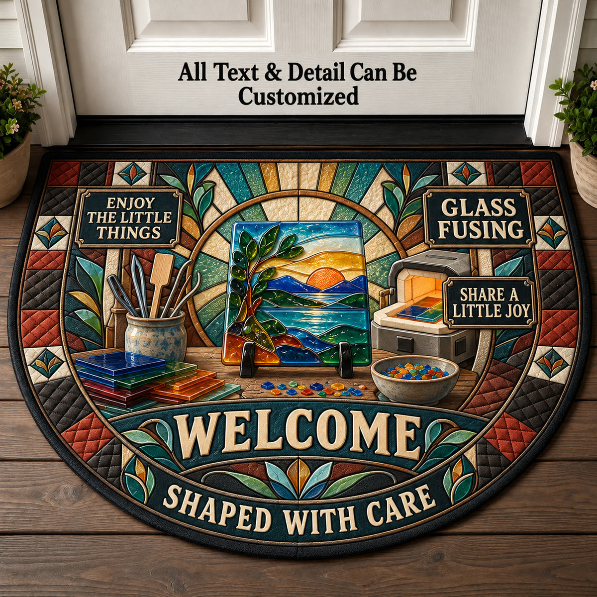 Glass Fusing Personalized Half Round Mat | 5To9Vibe