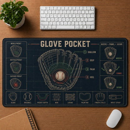 Glove Pocket Baseball Blueprint Desk Mat | 5To9Vibe