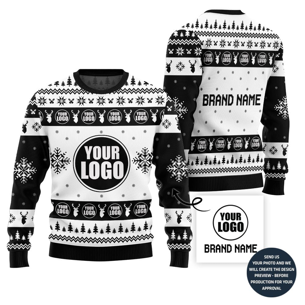 Glowing Custom Logo Holiday Sweater For Teams