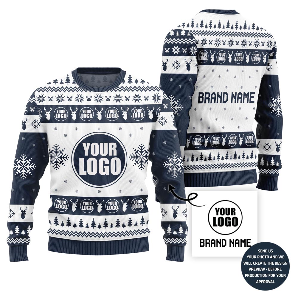 Glowing Custom Logo Holiday Sweater For Teams