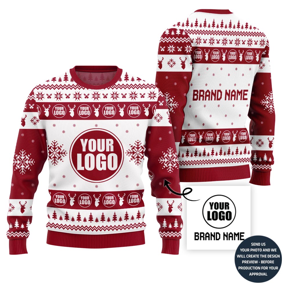 Glowing Custom Logo Holiday Sweater For Teams