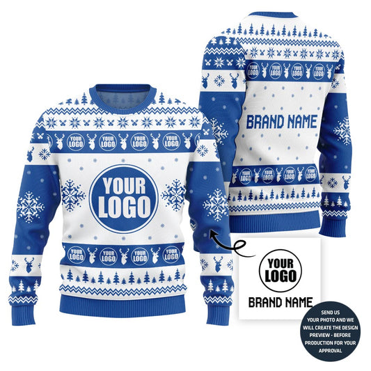 Glowing Custom Logo Holiday Sweater For Teams