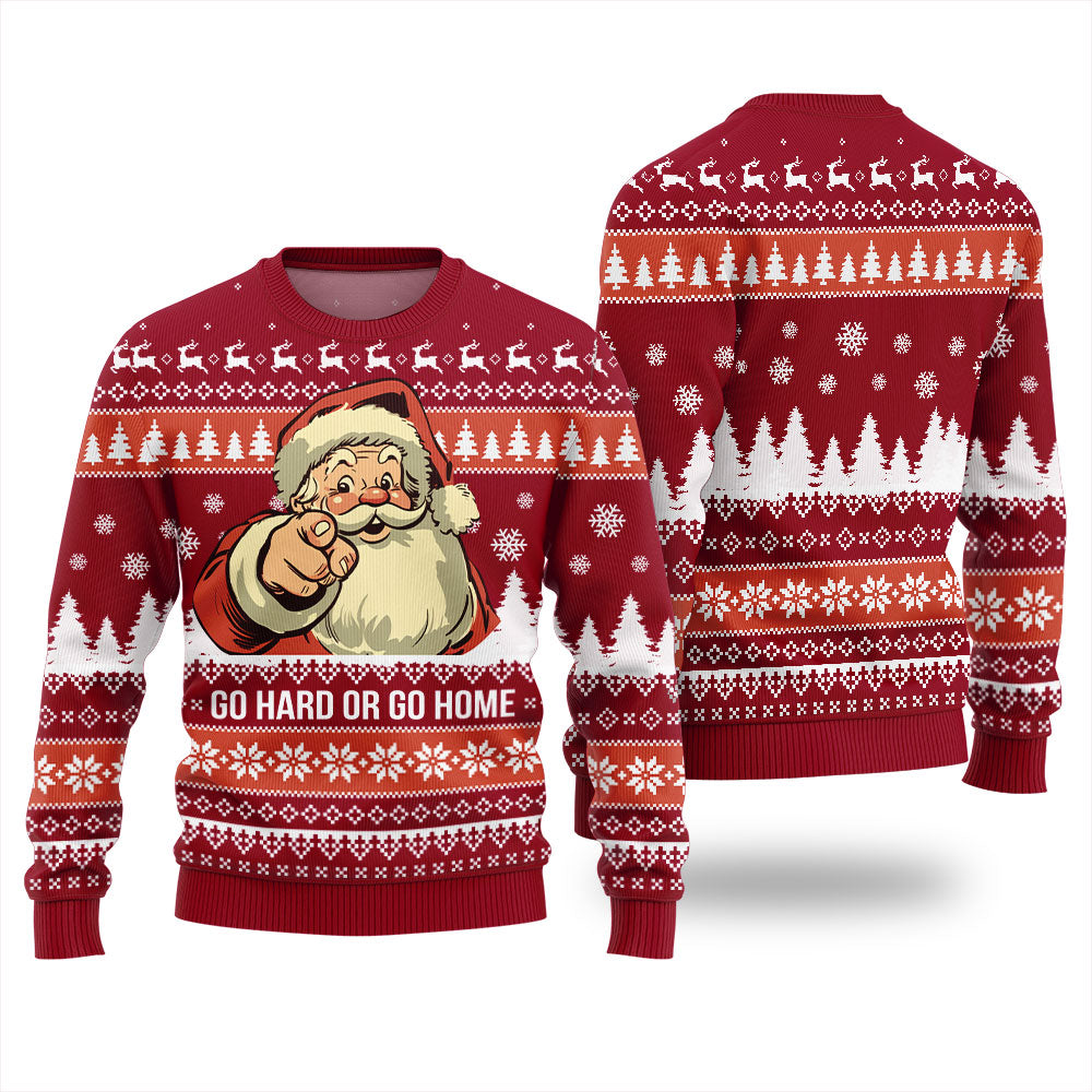 Go Hard Or Go Home Santa Ugly Christmas Sweater