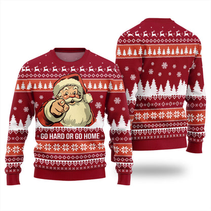 Go Hard Or Go Home Santa Ugly Christmas Sweater