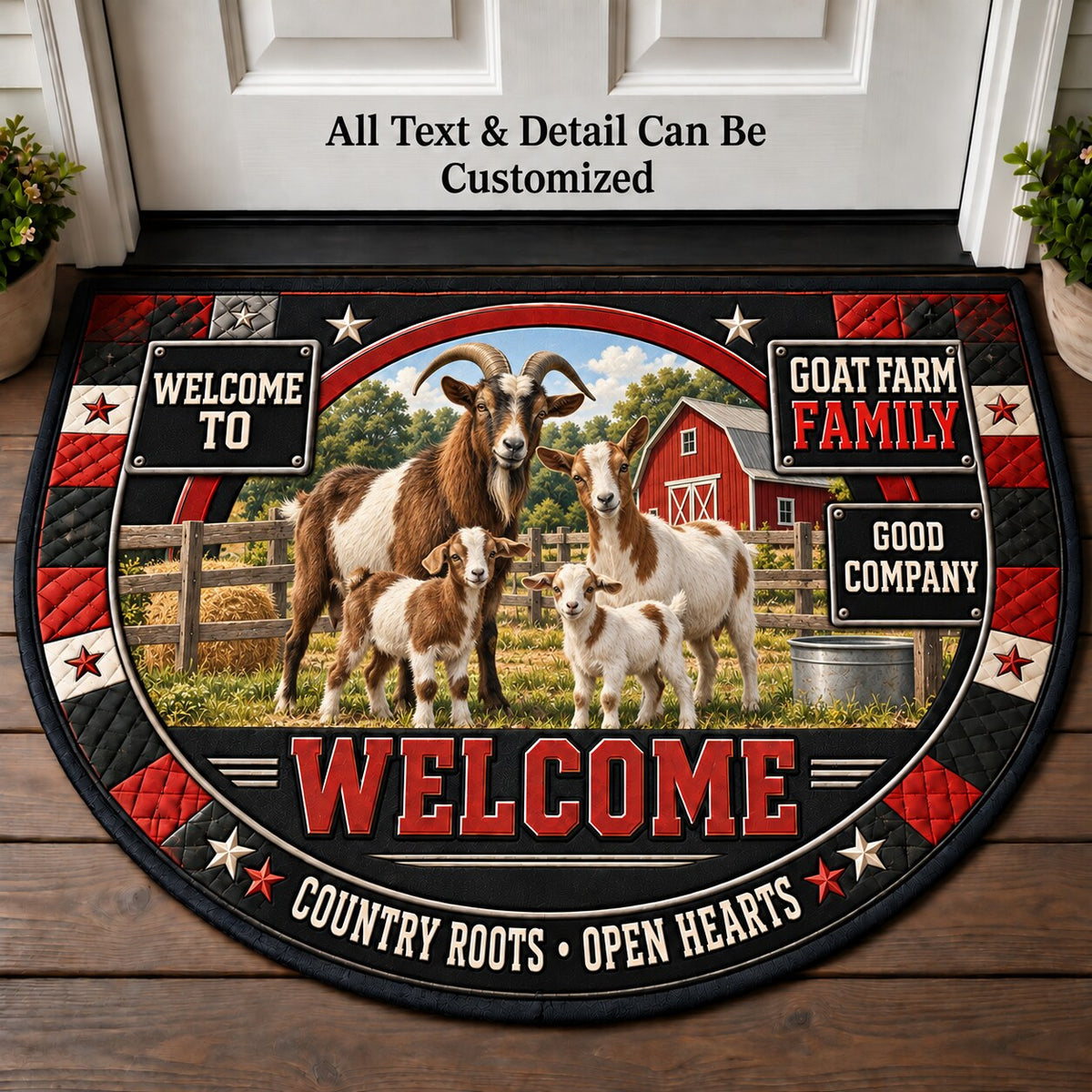 Goat Farm Family Personalized Half Round Mat | 5To9Vibe