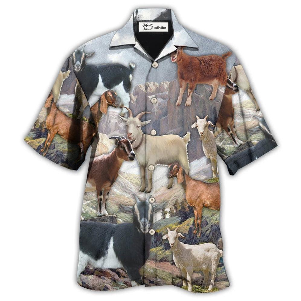 Hawaiian Shirt / Adults / S Goat On Mountain - Hawaiian Shirt 