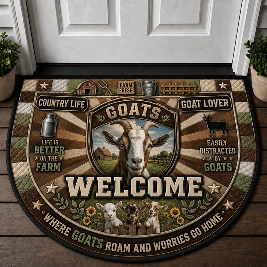 Where Goats Roam And Worries Go Home Doormat - Goat Lover Farm Welcome Mat - 5to9vibe