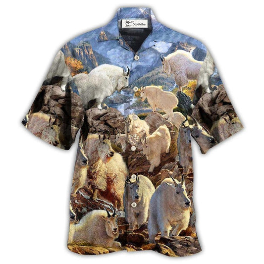 Hawaiian Shirt / Adults / S Goat Animals Amazing Moutain Goats With Snow - Hawaiian Shirt 