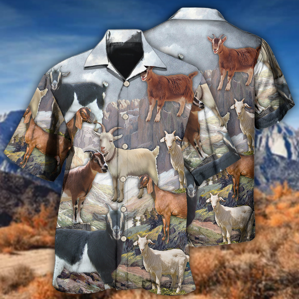 Goat On Mountain - Hawaiian Shirt 