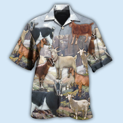 Goat On Mountain - Hawaiian Shirt 