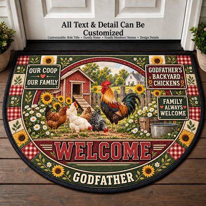 Godfather's Backyard Chickens Personalized Half Round Mat | 5To9Vibe