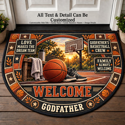 Godfather's Basketball Crew Personalized Half Round Mat | 5To9Vibe