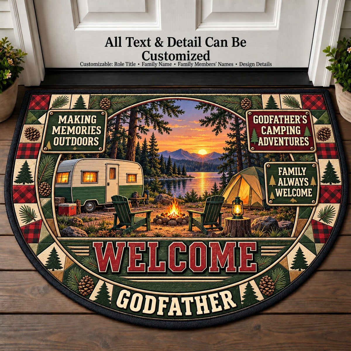 Godfather's Camping Adventures Personalized Half Round Mat | 5To9Vibe