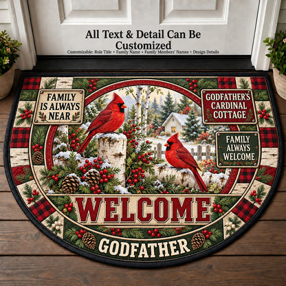 Godfather's Cardinal Cottage Personalized Half Round Mat | 5To9Vibe