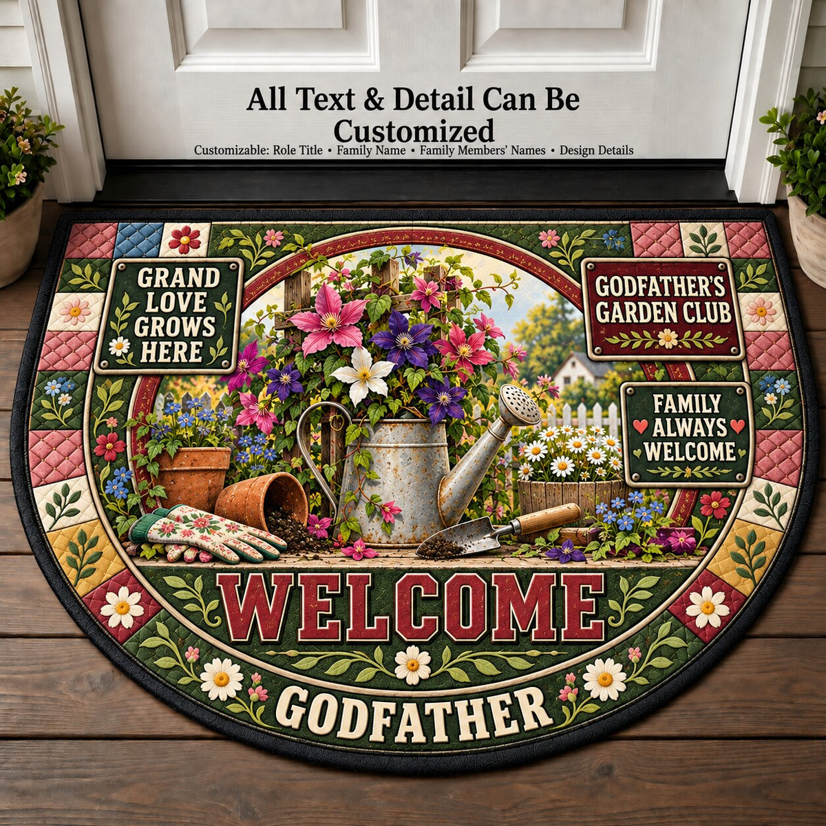 Godfather's Garden Club Personalized Half Round Mat | 5To9Vibe
