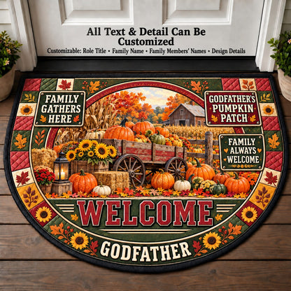 Godfather's Pumpkin Patch Personalized Half Round Mat | 5To9Vibe