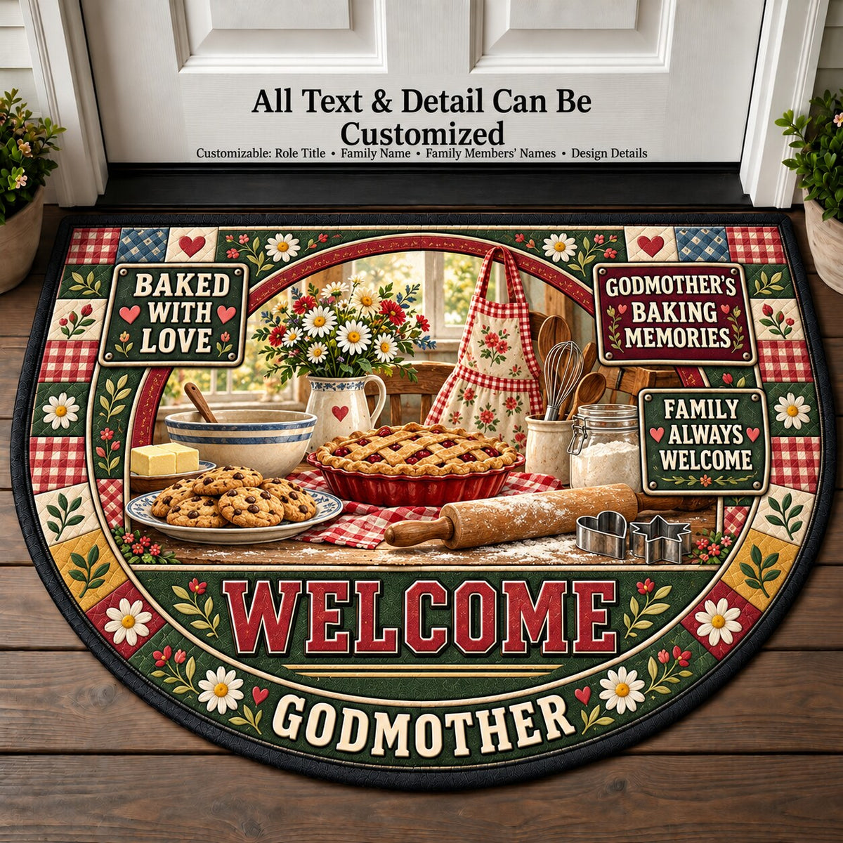 Godmother's Baking Memories Personalized Half Round Mat | 5To9Vibe
