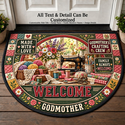 Godmother's Crafting Crew Personalized Half Round Mat | 5To9Vibe