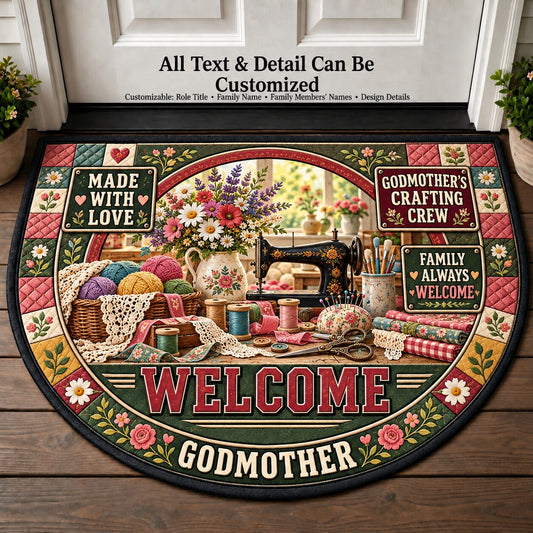 Godmother's Crafting Crew Personalized Half Round Mat | 5To9Vibe