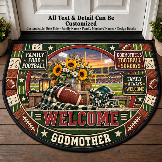 Godmother's Football Sundays Personalized Half Round Mat | 5To9Vibe