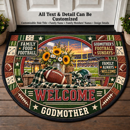 Godmother's Football Sundays Personalized Half Round Mat | 5To9Vibe
