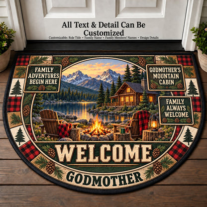 Godmother's Mountain Cabin Personalized Half Round Mat | 5To9Vibe