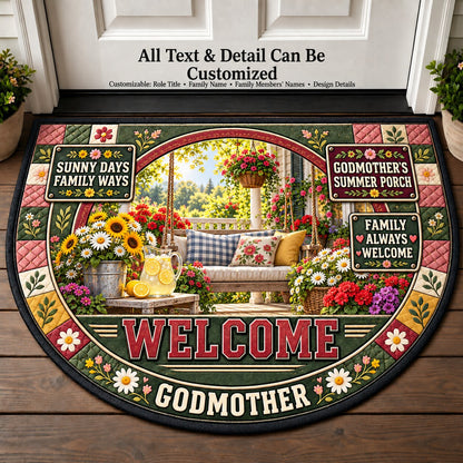 Godmother's Summer Porch Personalized Half Round Mat | 5To9Vibe