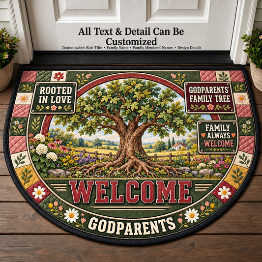 Godparents' Family Tree Personalized Half Round Mat | 5To9Vibe